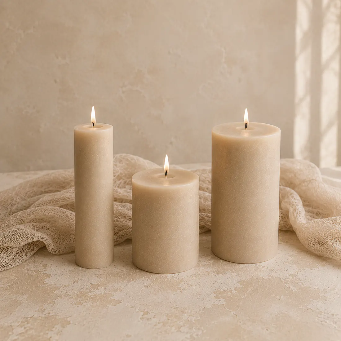 Set de tres velones para ambientacion de evento